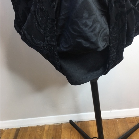 💓Black burn-out stretch velour knee-length sheath dress/tunic w/3/4 bell … - Picture 5 of 6